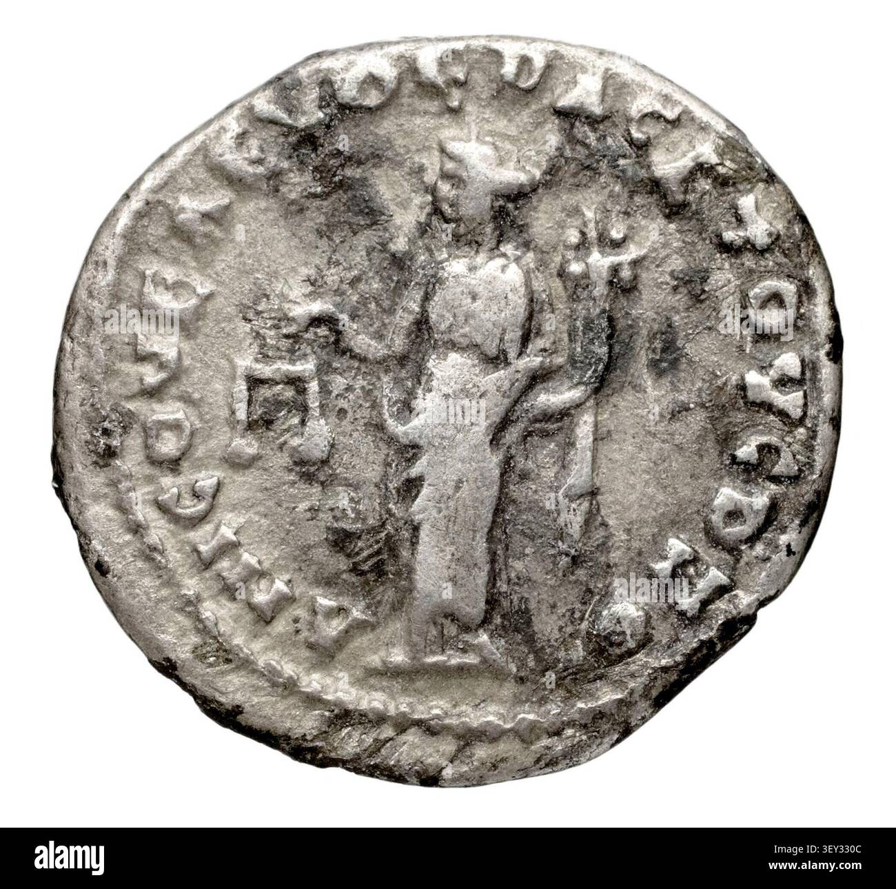 Une pièce de drachme en argent d'Amisos, Pont, émise par Aelius César, également connu sous le nom de Lucius Aelius Verus, un empereur romain, en 137 après JC. Banque D'Images