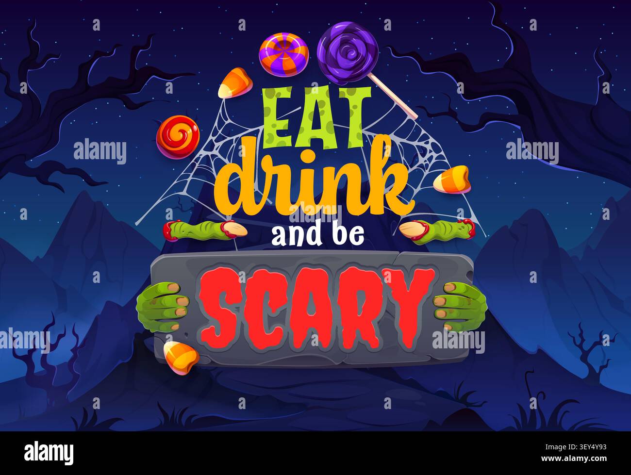 Manger boire et être effrayant Halloween citation salutation Illustration de Vecteur