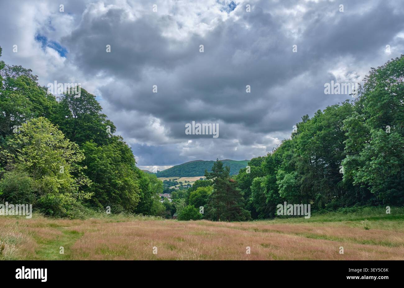 Helmeth Hill vu du haut de Rectory Field, Church Stretton, Shropshire Banque D'Images