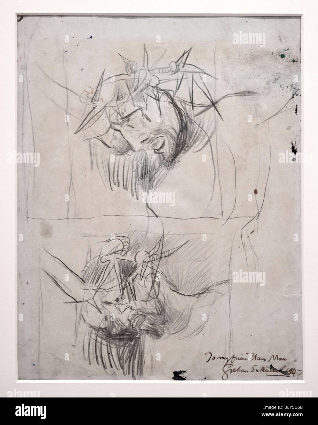 Studio per la Crocifissione di Northampton - Matita su carta - Graham Sutherland - 1946/1947 - Concesio (BS) Collezione Paolo VI Banque D'Images