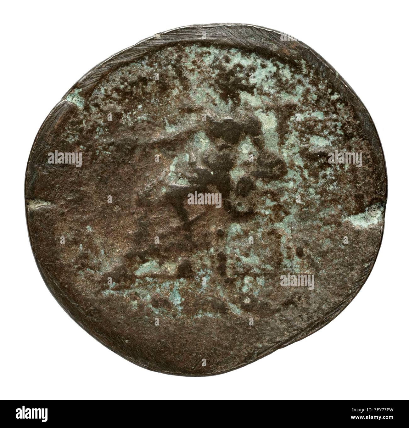 Aelius, une pièce romaine, en bronze, d'une région incertaine, datée de 117, émise par Lucius Aelius Verus, empereur romain de 161 à 169, mais ici peut-être en référence à Lucius Aelius Verus, père de l'empereur Lucius Verus, qui a vécu de 101 à 138. Banque D'Images