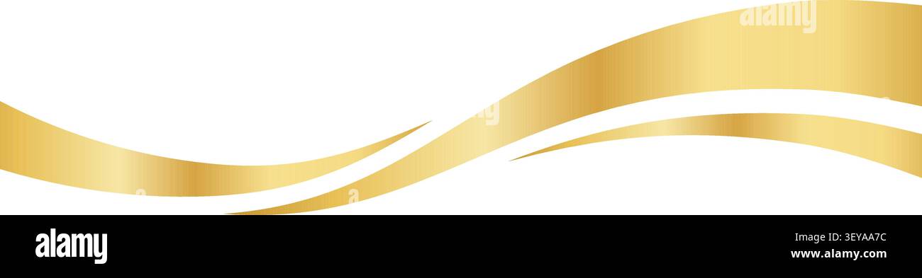 Ligne de vague d'or avec courbe de flux et swoosh lisse. Élément décoratif haut de gamme pour la conception de brochure de luxe, certificat de récompense ou modèle de présentation d'entreprise. Illustration de Vecteur