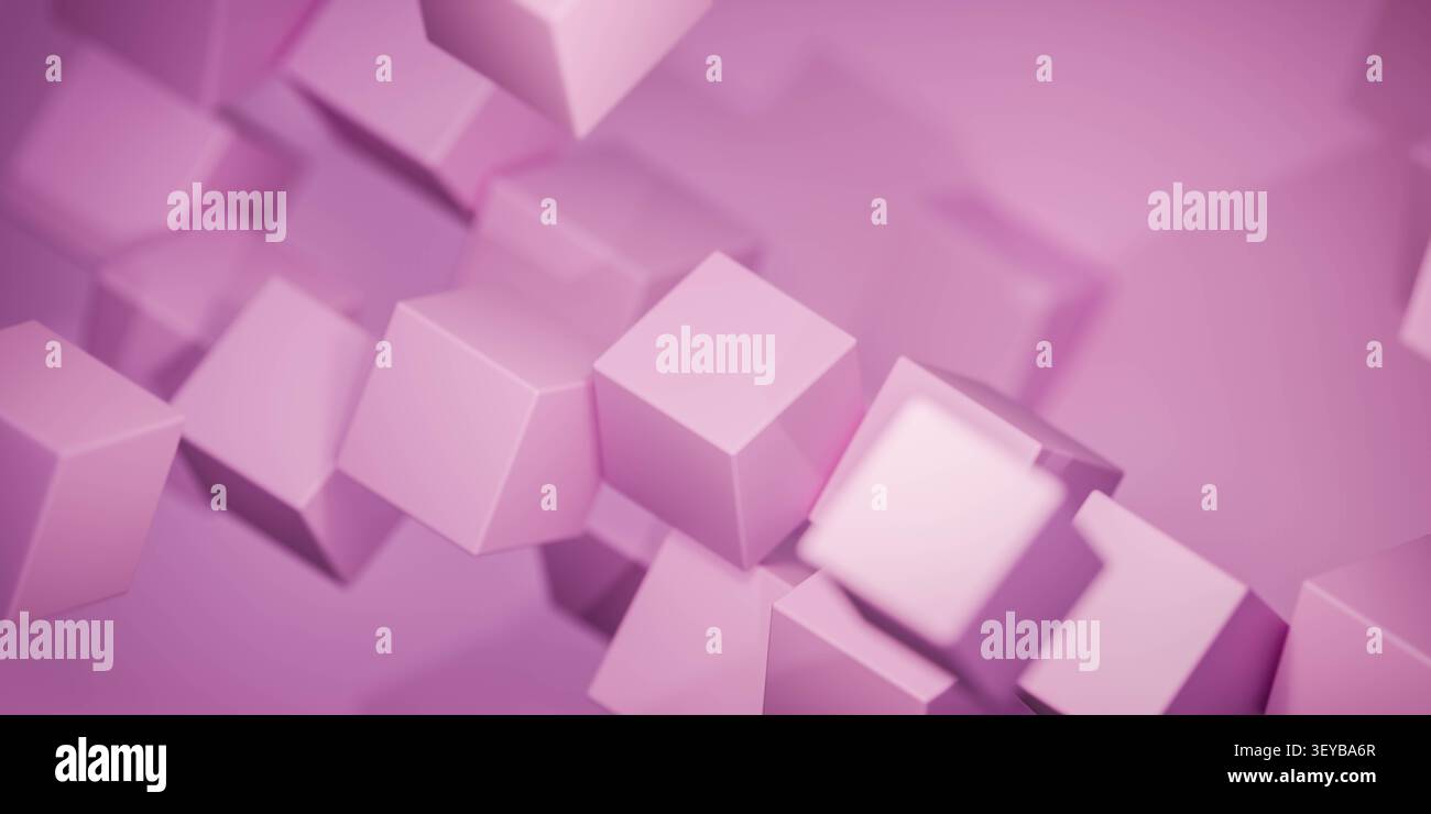 Rendu 3D de fond de cube abstrait rose Banque D'Images