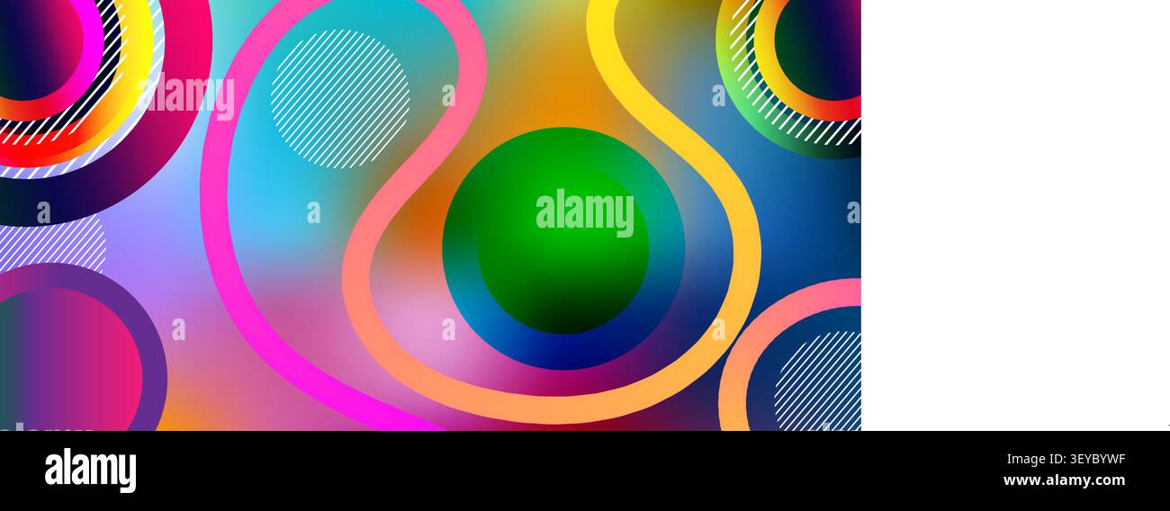 Fond abstrait lumineux et coloré présentant des formes géométriques et des lignes vibrantes Illustration de Vecteur
