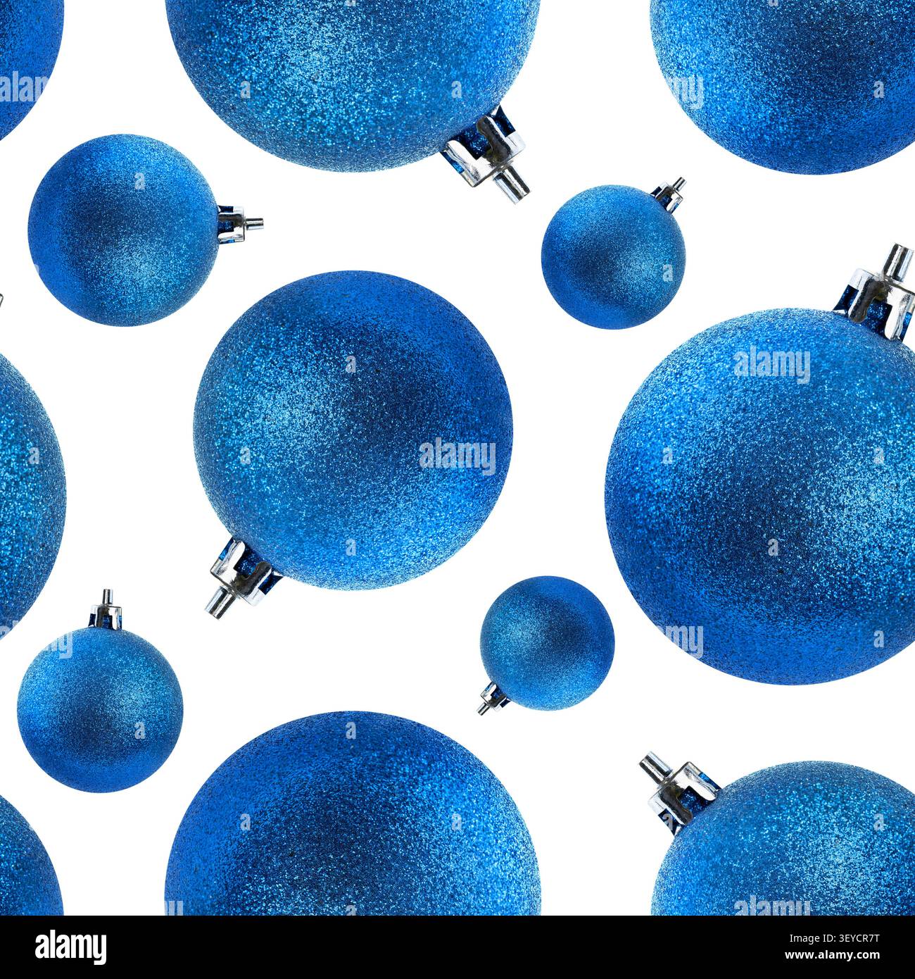 Bleus paillettes de Noël motif sans couture isolé sur fond blanc texture festive Banque D'Images