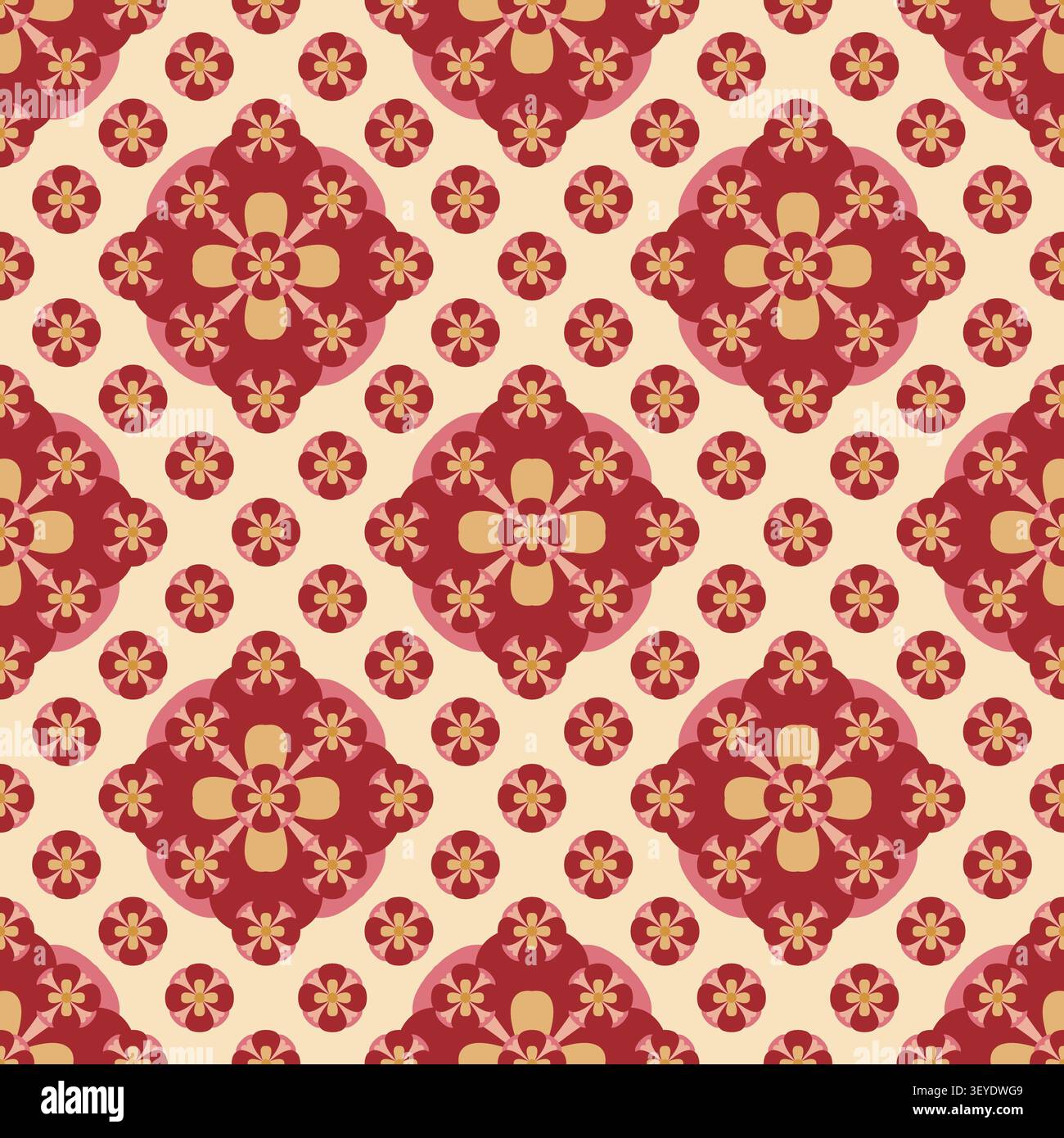 Motif floral rétro sans couture avec une répétition géométrique simple Banque D'Images