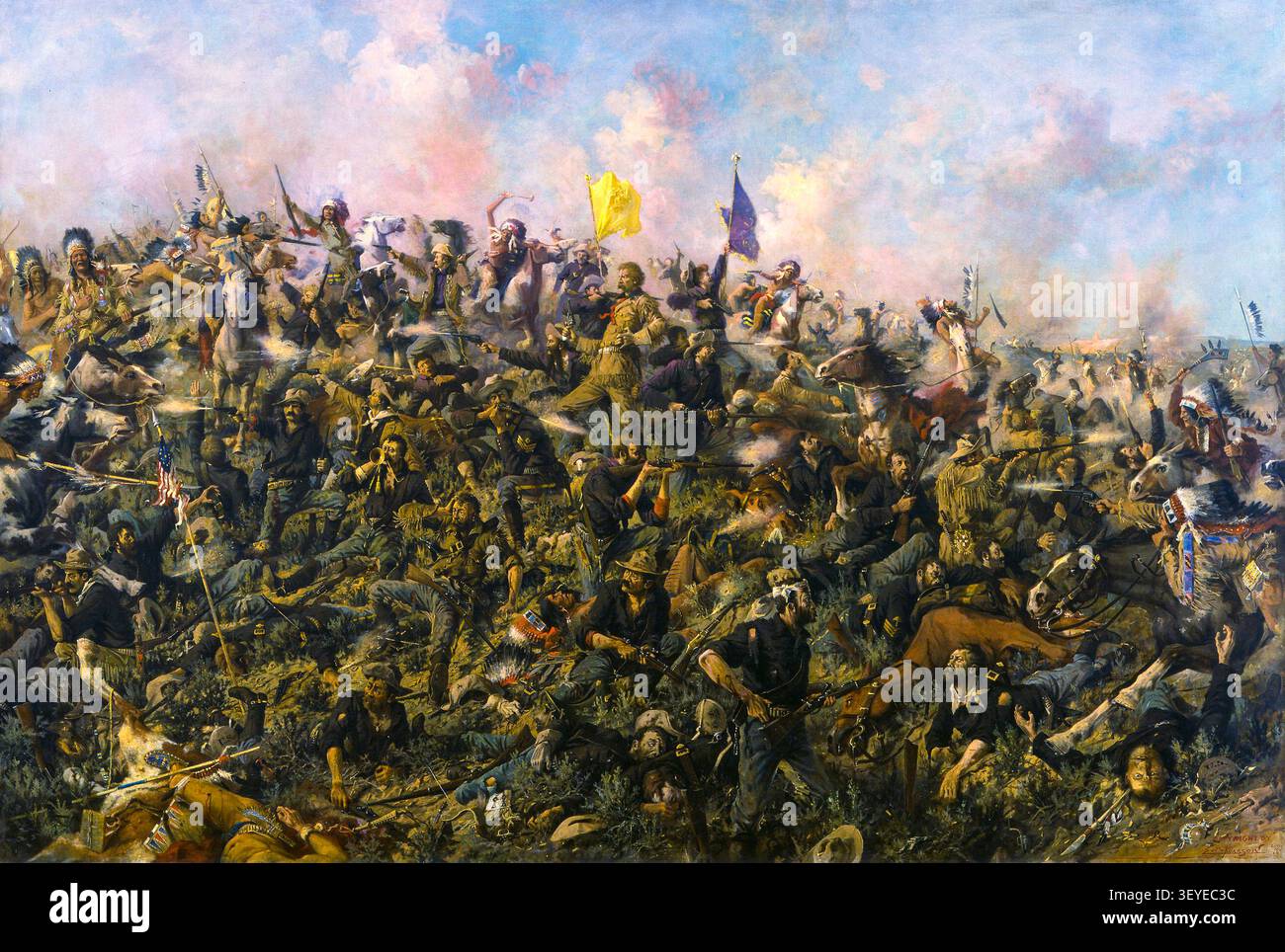Custer's Last Stand, Battle of the Little Bighorn, 25–26 juin 1876, peinture à l'huile sur toile par Edgar Samuel Paxson, 1899 Banque D'Images