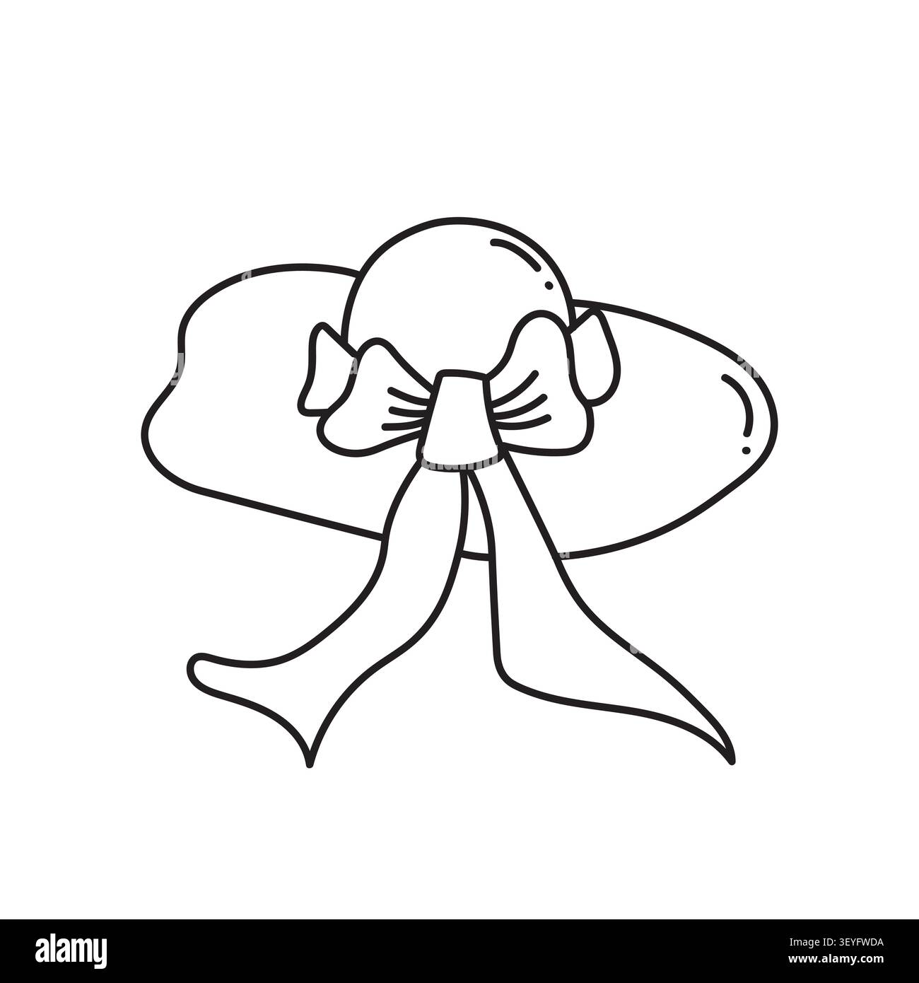 Chapeau de plage noir contour doodle isolé sur fond blanc illustration vectorielle Illustration de Vecteur