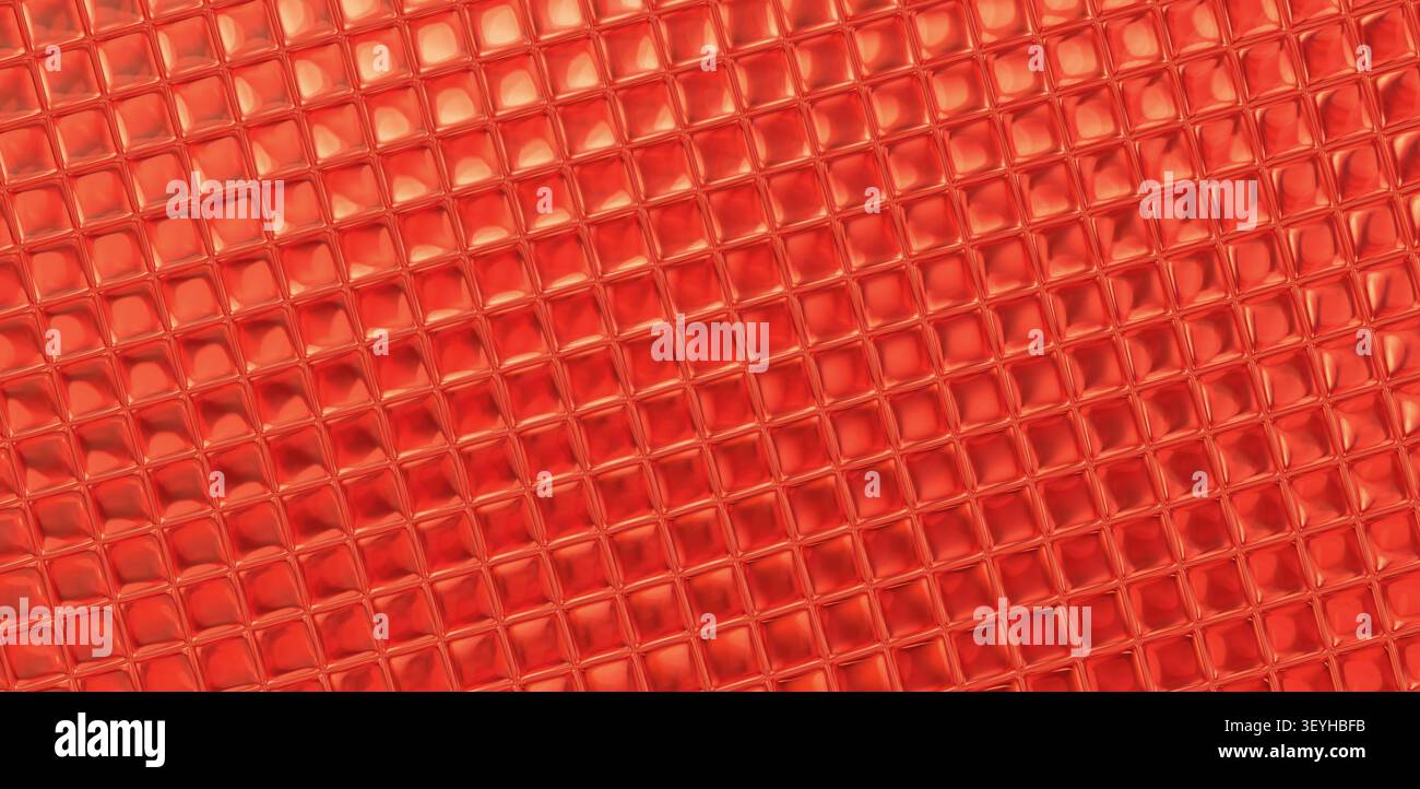 Bannière Web rouge sans couture mosaïque motif répétitif en verre tuile fond numérique carrés bannière Web. Banque D'Images