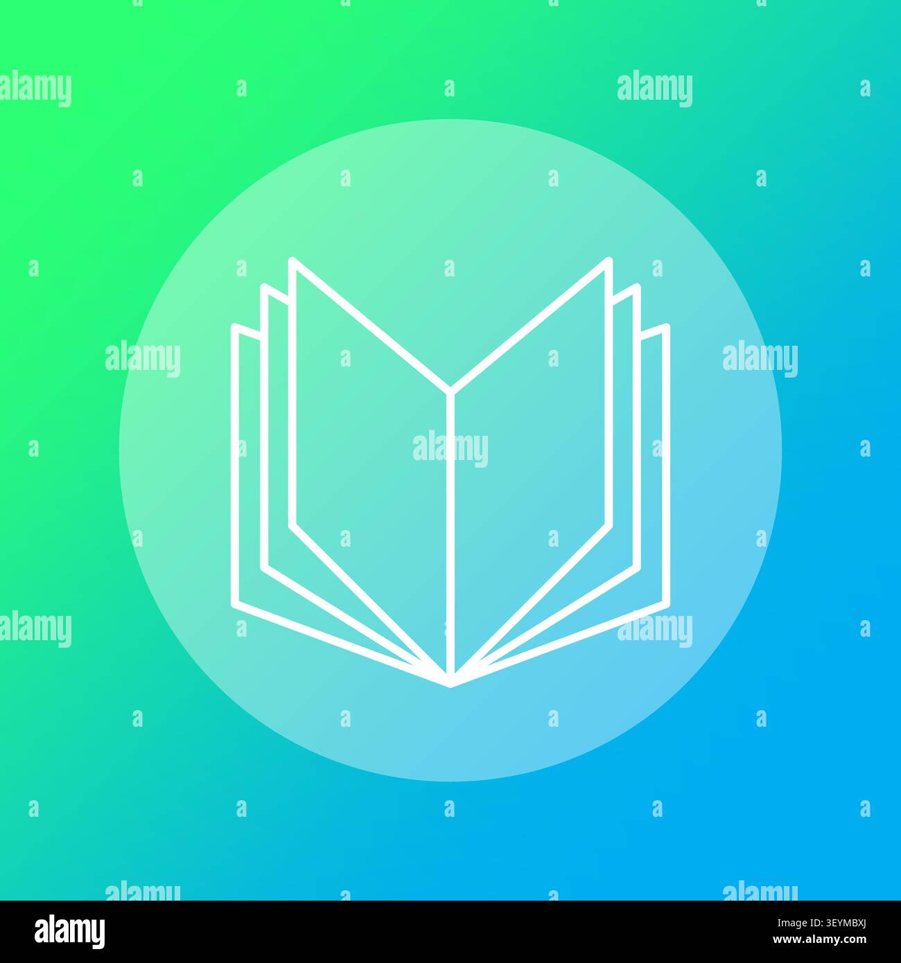 L'objet transparent du livre géométrique ouvert présente un arrière-plan vectoriel dégradé. Améliore le projet d'apprentissage de la lecture de la bibliothèque scolaire de l'éducation moderne. spe 10 Illustration de Vecteur