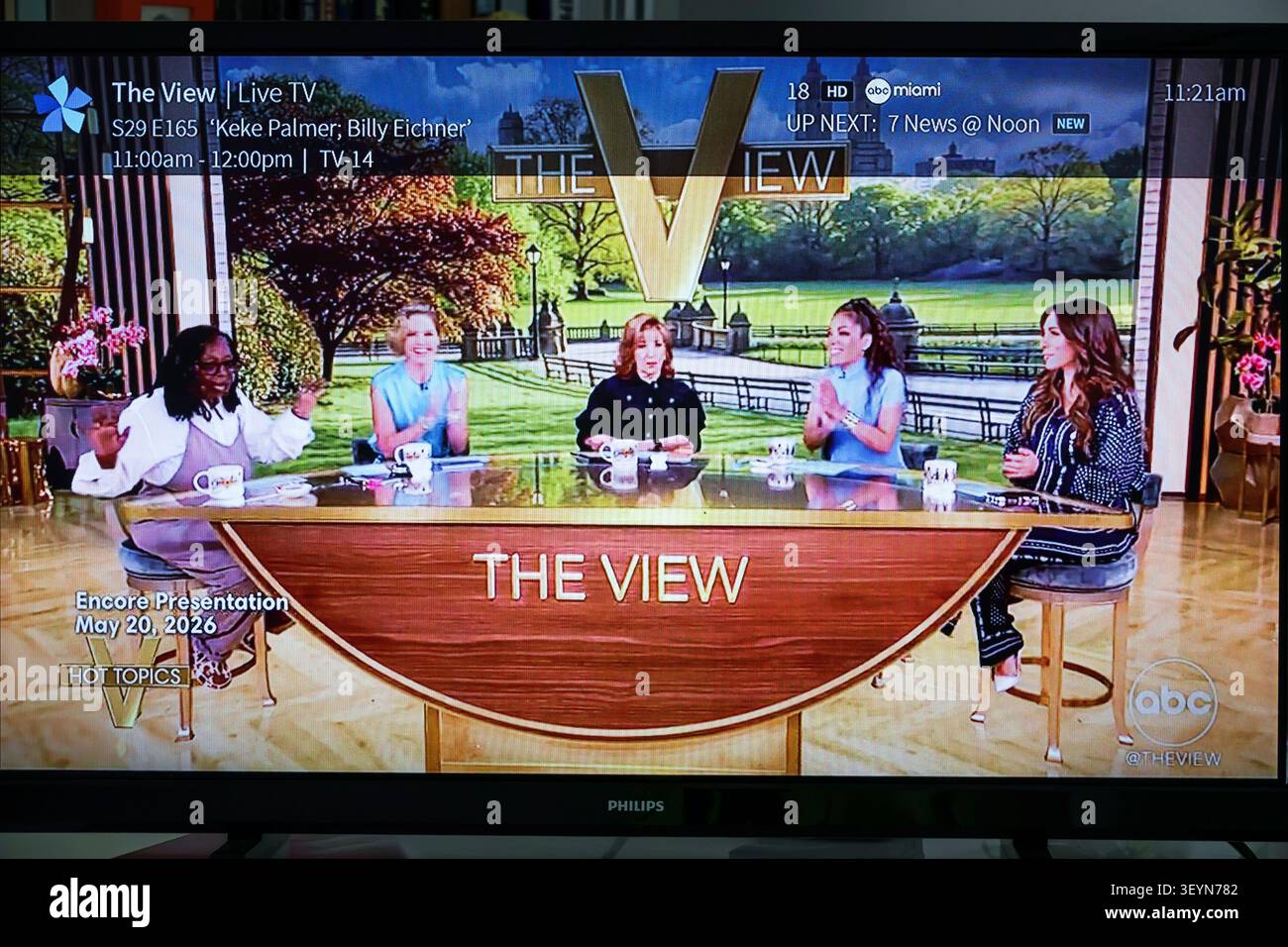 Écran de télévision par câble, The View, ABC, ABC Miami, télévision de jour, talk-show, émission de télévision, programme télévisé, Hot Topics Banque D'Images