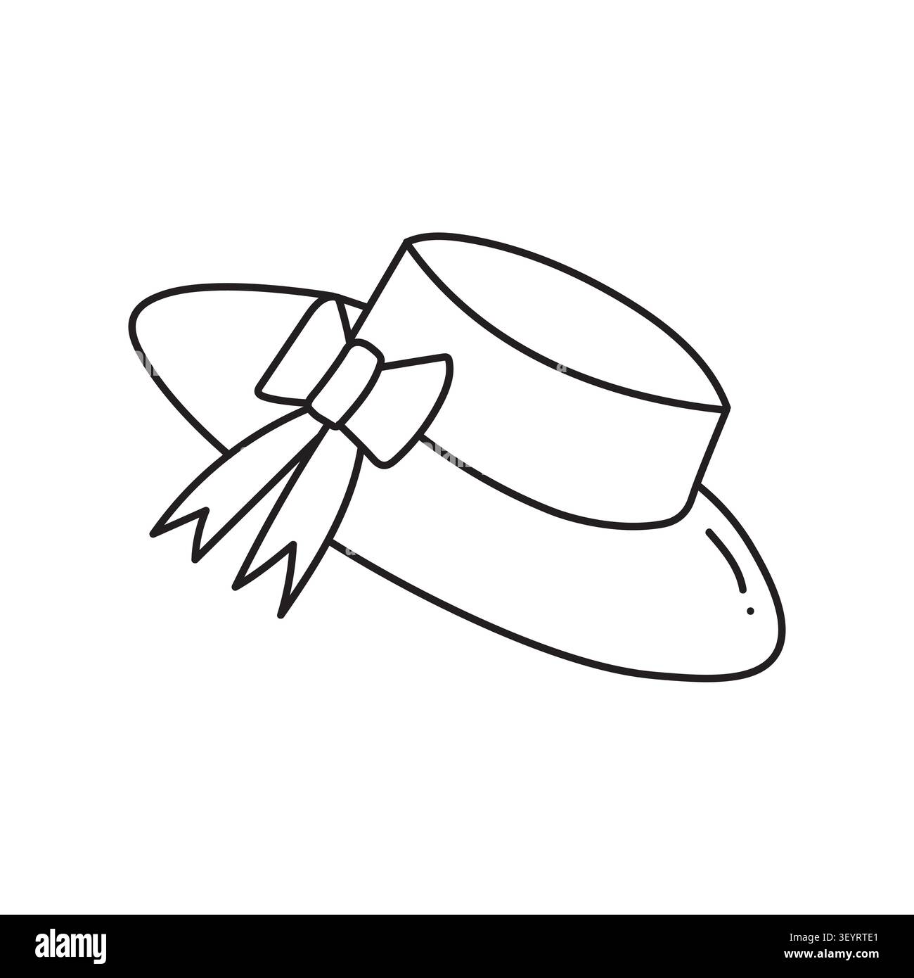 Chapeau de plage noir contour doodle isolé sur fond blanc illustration vectorielle Illustration de Vecteur