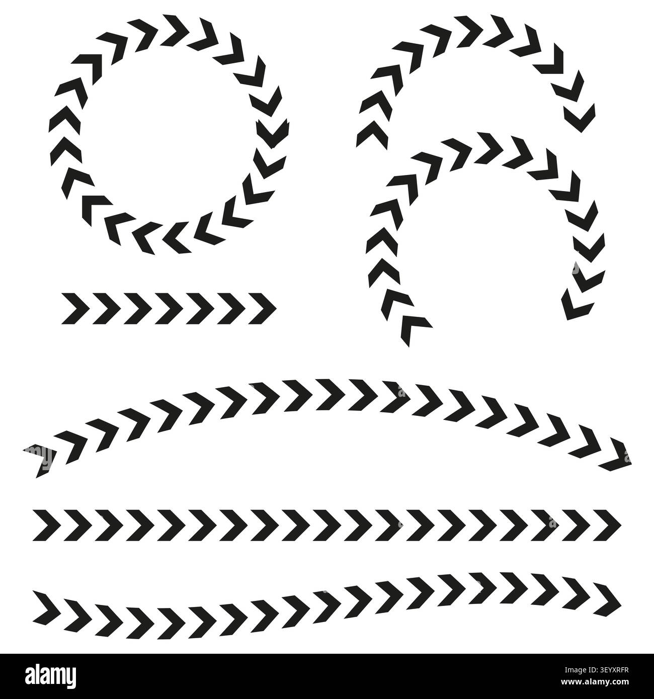 Flèche à chevrons pointillés avec vecteur noir. Cette courbe géométrique simple représente la navigation technologique moderne abstraite. spe 10 Illustration de Vecteur