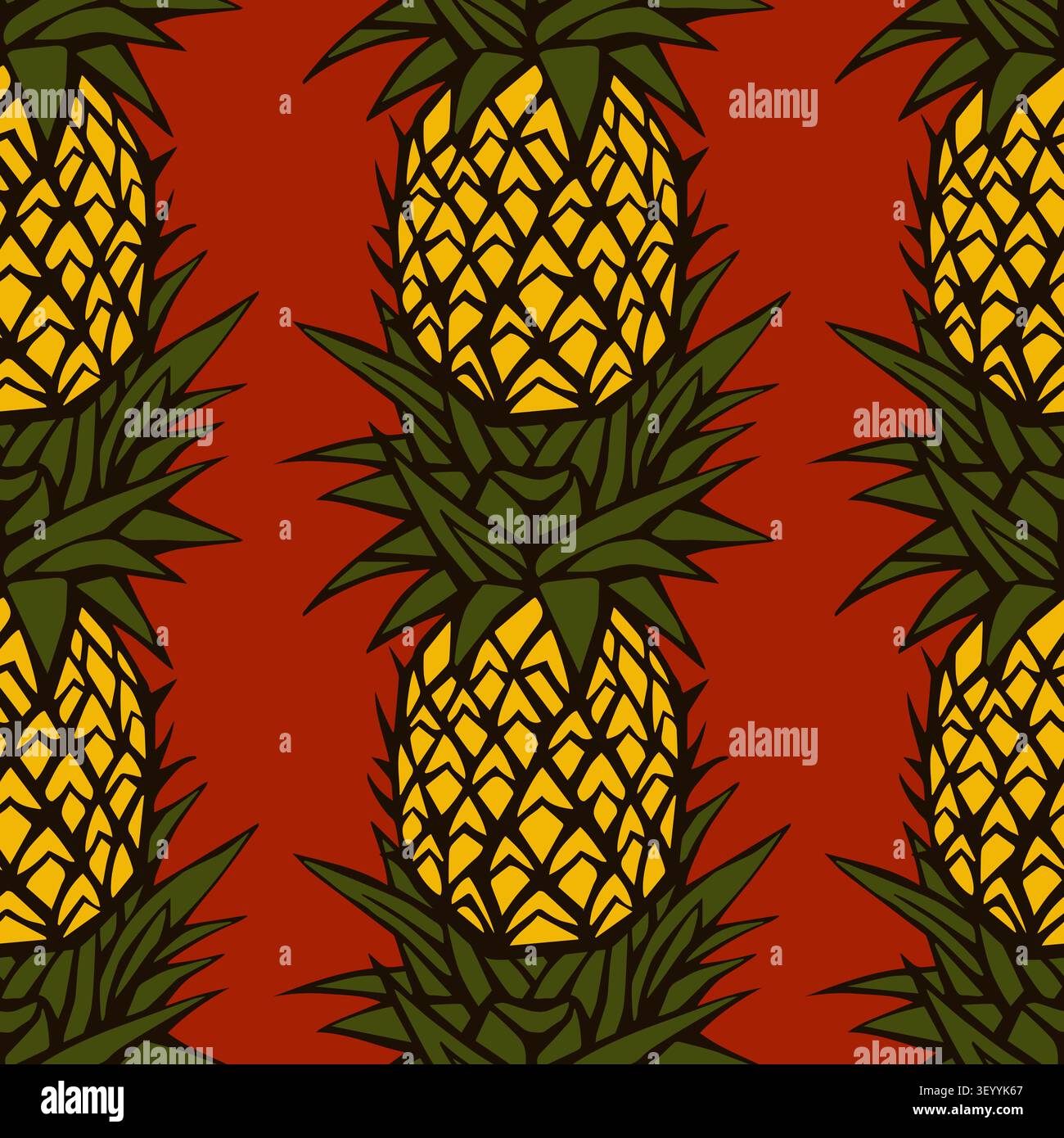 Ananas. Illustration du motif de fruit d'ananas. Fruits d'été, pour une vie saine et naturelle, illustration vectorielle. Illustration de Vecteur