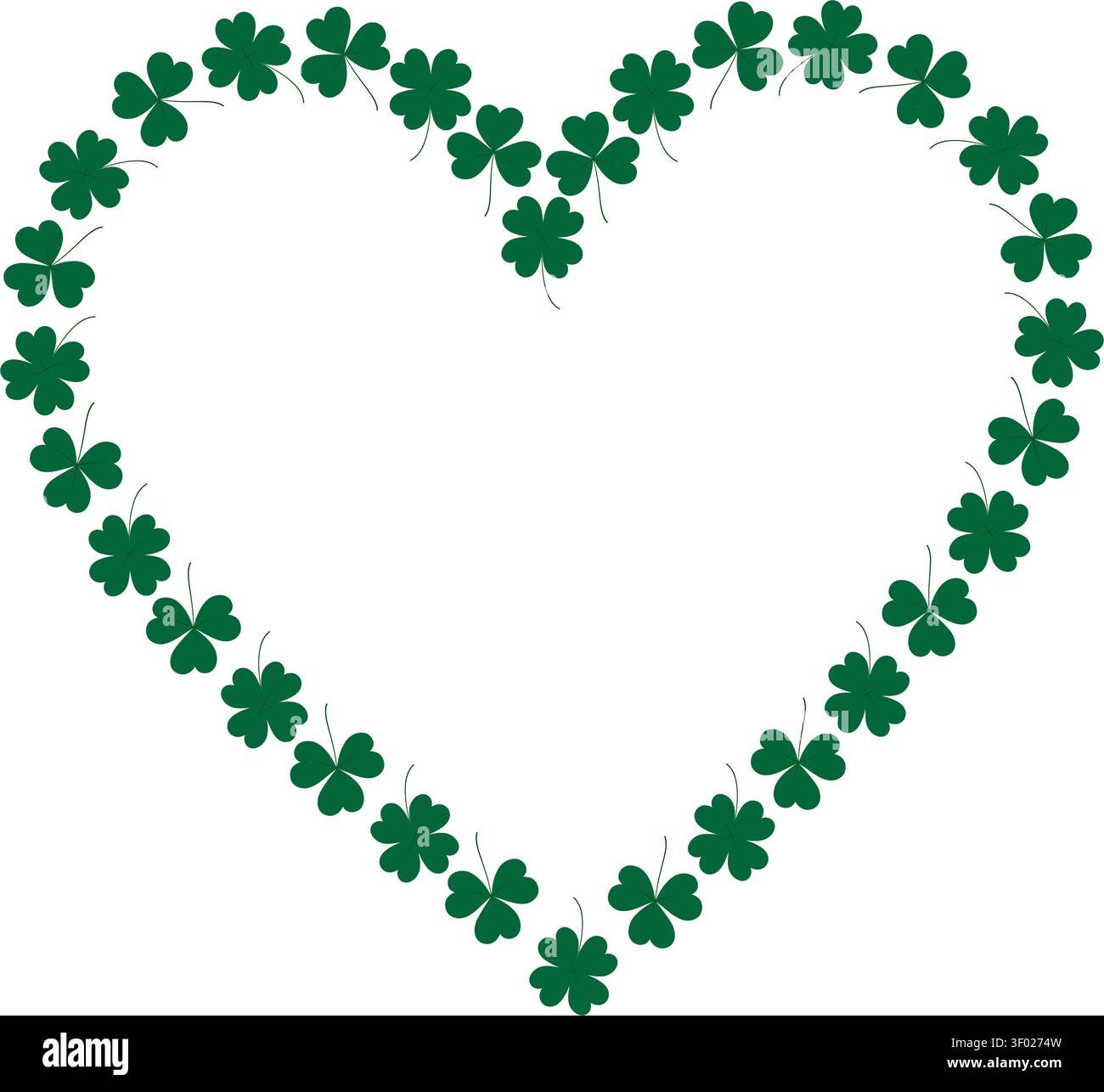 Les feuilles de trèfle chanceux forment un cadre de coeur sur fond transparent Copier l'espace modèle. Illustration vectorielle isolée conceptions de St Patricks Day, cartes de vœux, image de marque, emballage, affiches ou graphiques Web Illustration de Vecteur