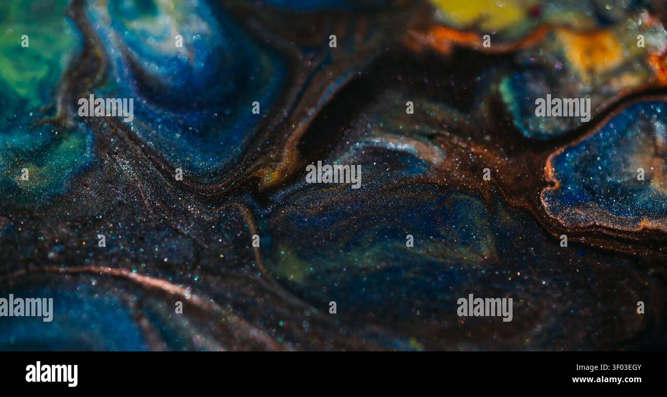 Encre à texture brillante et effet flou éclaboussures scintillant Banque D'Images