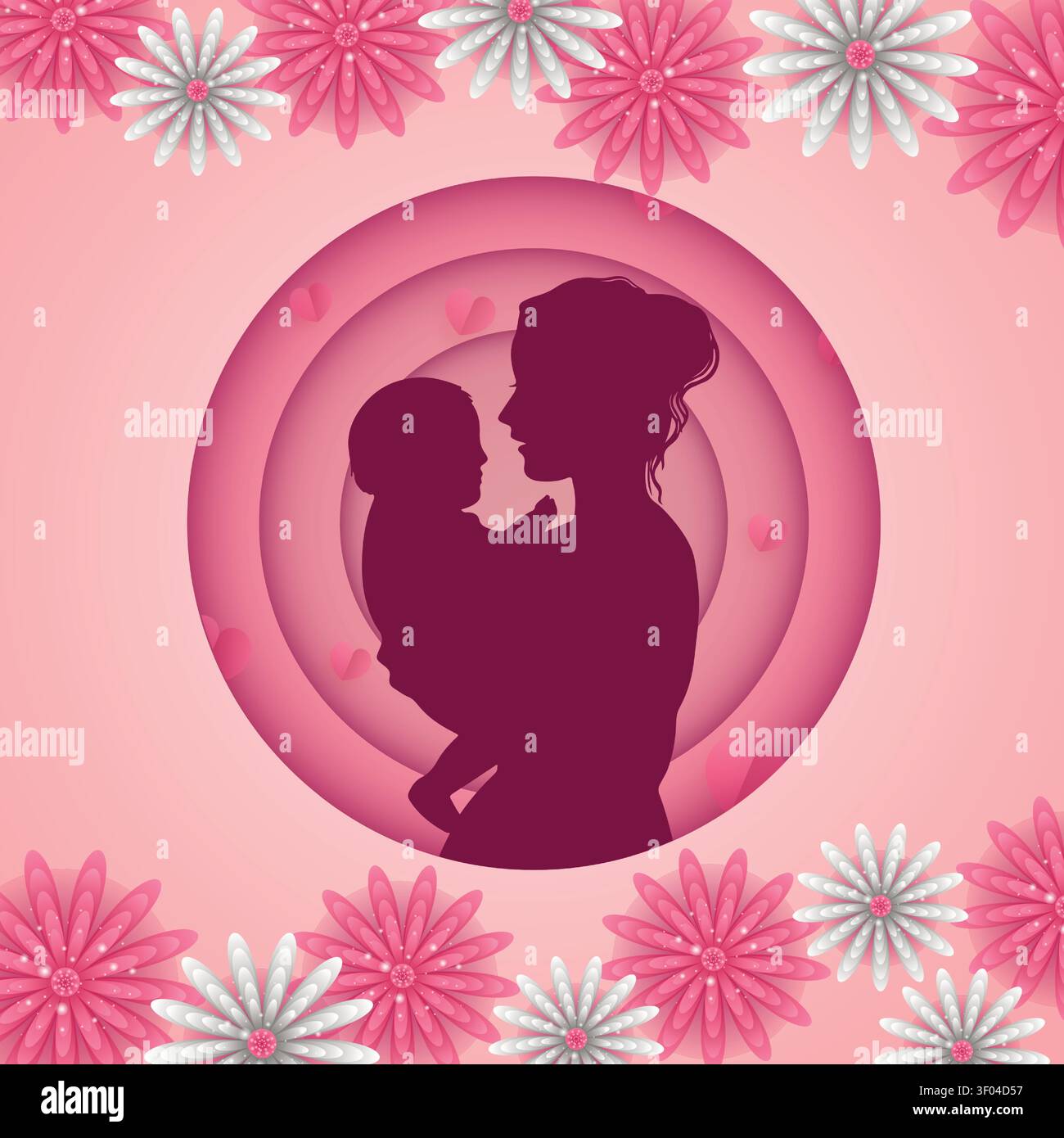 Bonne fête des mères 2026, carte de voeux pour la célébration de la fête des mères, illustration vectorielle de mère et bébé Illustration de Vecteur