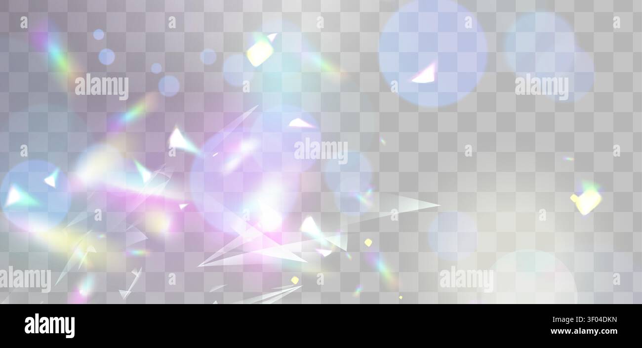 Effet prisme lumineux avec spectre arc-en-ciel, superposition d'éclat de cristal, fond vectoriel abstrait. Rayonnements rayonnants irisés et rayons de réfraction avec étincelle holographique néon Illustration de Vecteur