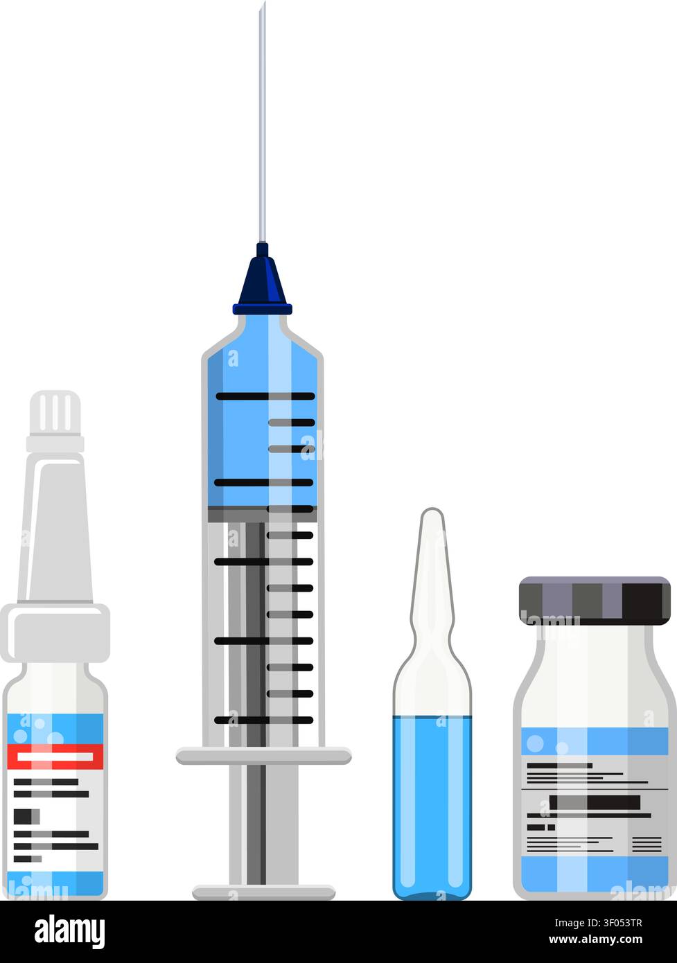 Bannière de concept de vaccination. temps de vacciner avec seringue, flacon de vaccin, ampoule. icône de style plat. illustration vectorielle isolée Illustration de Vecteur
