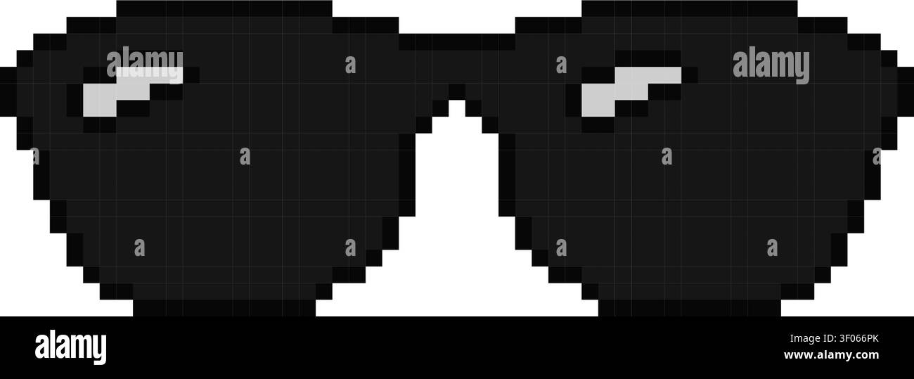 Lunettes de soleil Noire Retro Pixel Art icône Illustration de Vecteur