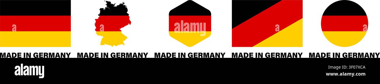 Fabriqué en Allemagne autocollants de drapeau ensemble d'icônes Illustration de Vecteur