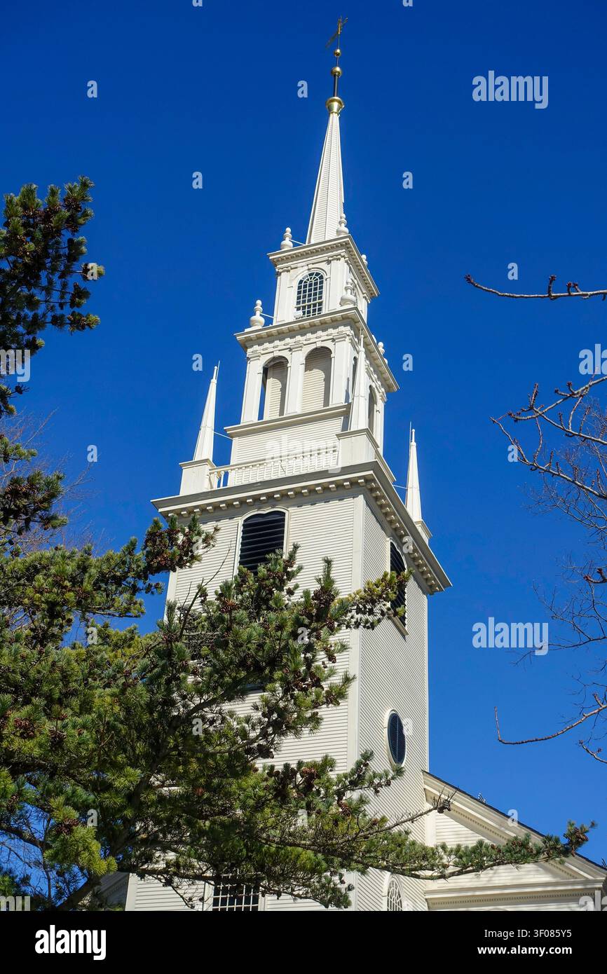 Cloche de l'église Trinity dans le centre-ville de Newport, Rhode Island. Banque D'Images