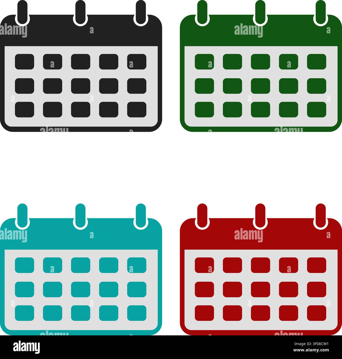 Icônes colorées de calendrier définies et vecteur de symboles d'horaire plat Illustration de Vecteur