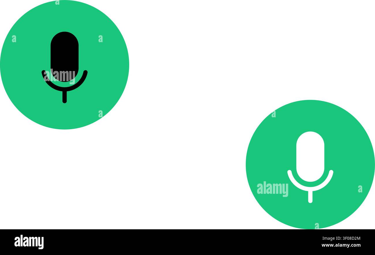 Icônes de microphone sur les cercles verts, symboles audio Illustration de Vecteur