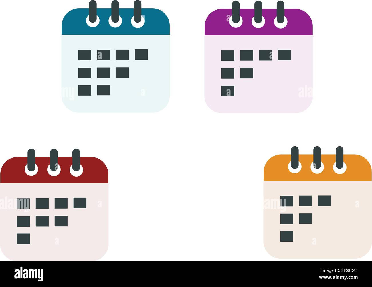 Icônes colorées de calendrier définies et vecteur de symboles d'horaire plat Illustration de Vecteur