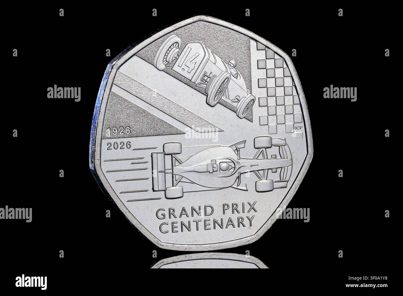 2026 Royaume-Uni 50 pence pour commémorer les 100 ans du Grand Prix britannique Banque D'Images