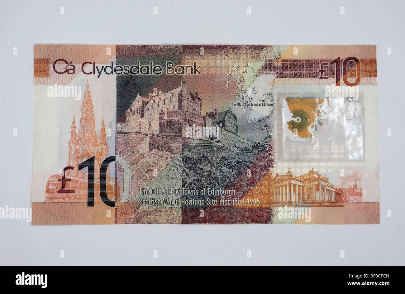 Billet de dix (10) livres sterling de la Clydesdale Bank, Vieilles et Nouvelles Villes d'Édimbourg Banque D'Images