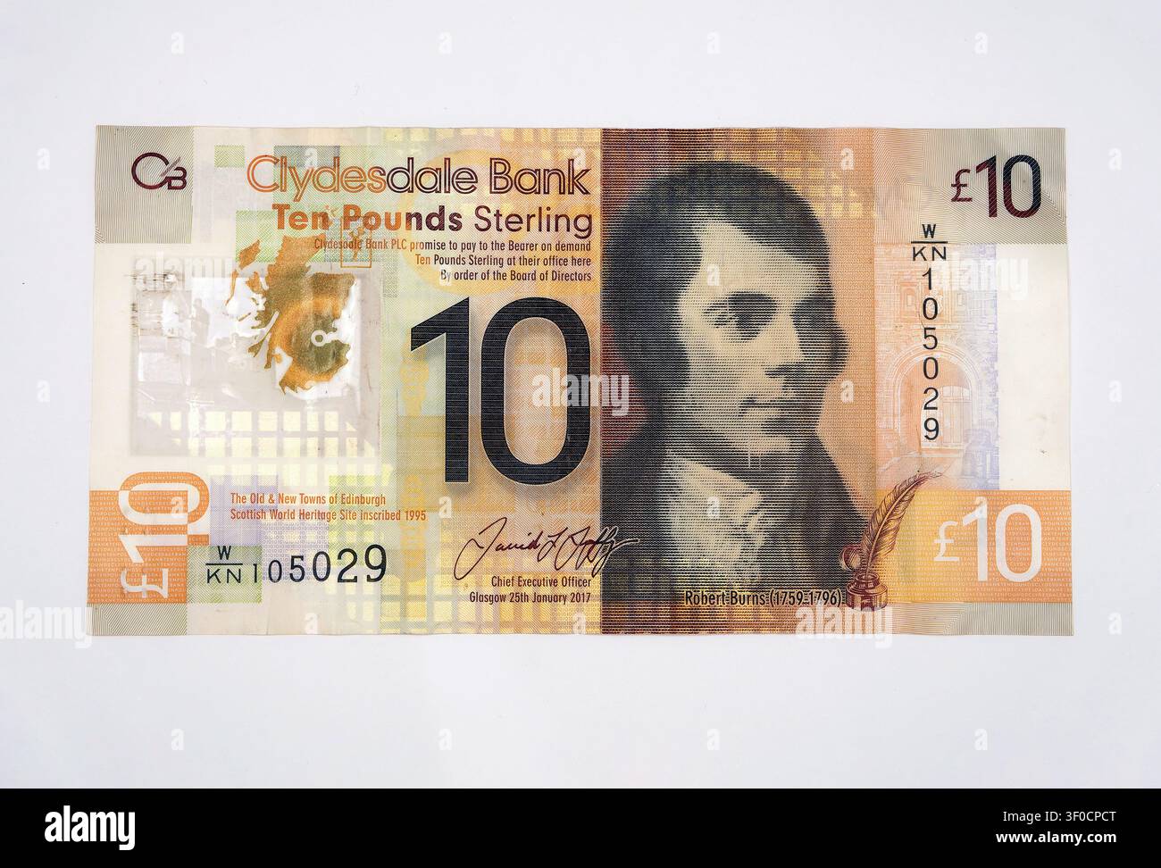Billet de banque de dix (10) livres sterling Clydesdale Bank, Robert Burns Banque D'Images