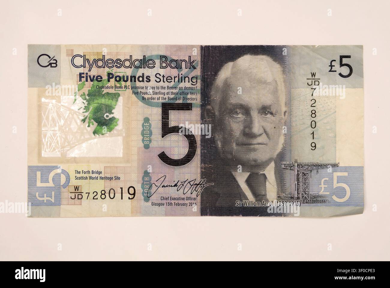 cinq (5) billets de banque Clydesdale Bank Pounds sterling, William Arrol Banque D'Images