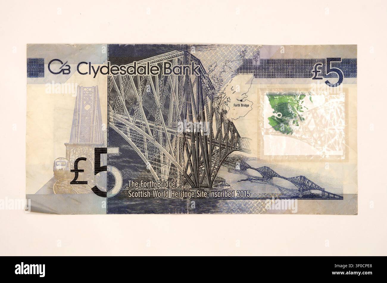 cinq (5) billets de banque Clydesdale Bank Pounds sterling, Forth Bridge Banque D'Images