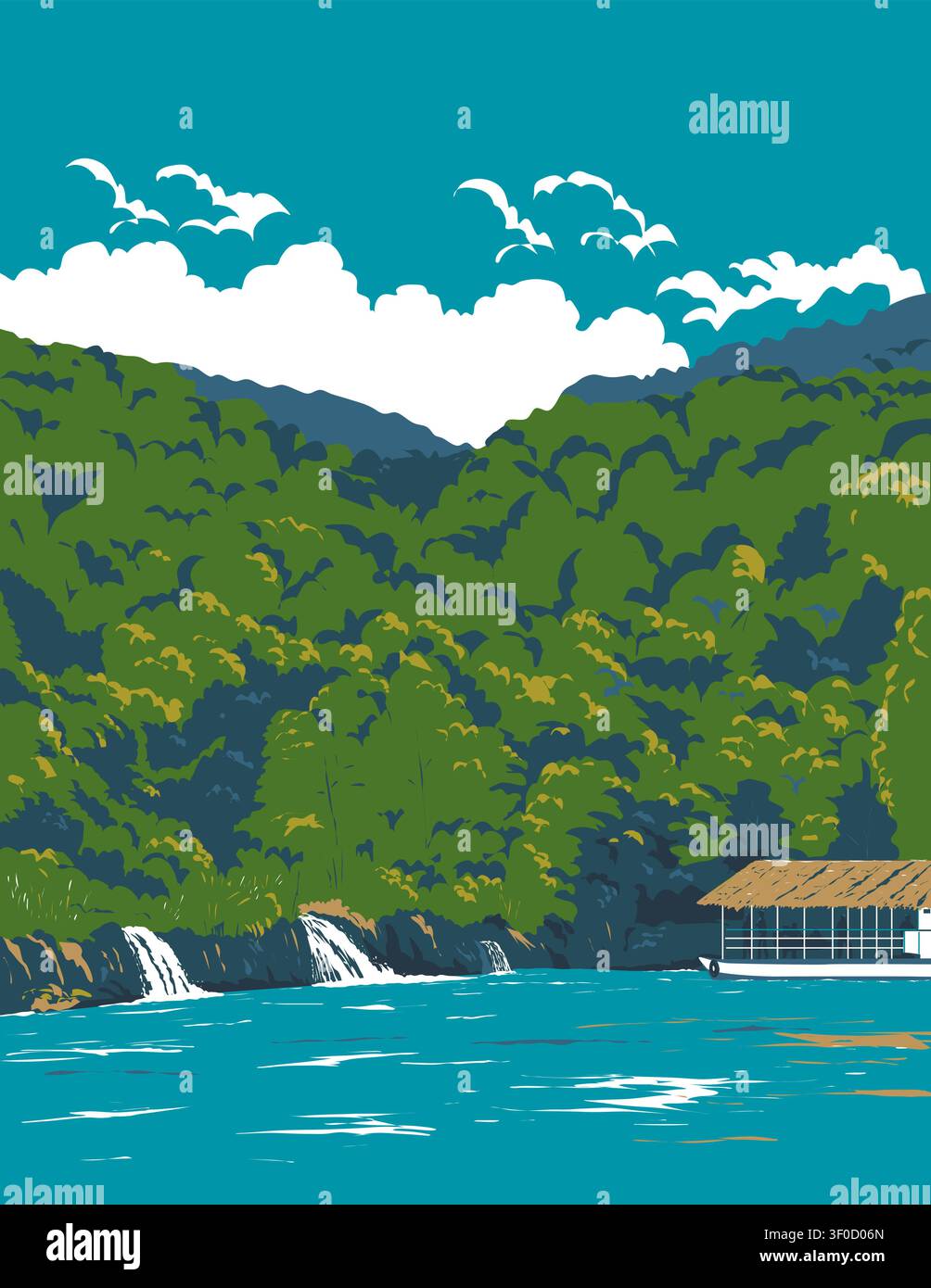 WPA affiche art de la rivière Loboc ou Loay River dans la province de Bohol aux Philippines fait en travaux administration de projet ou projet d'art fédéral Illustration de Vecteur