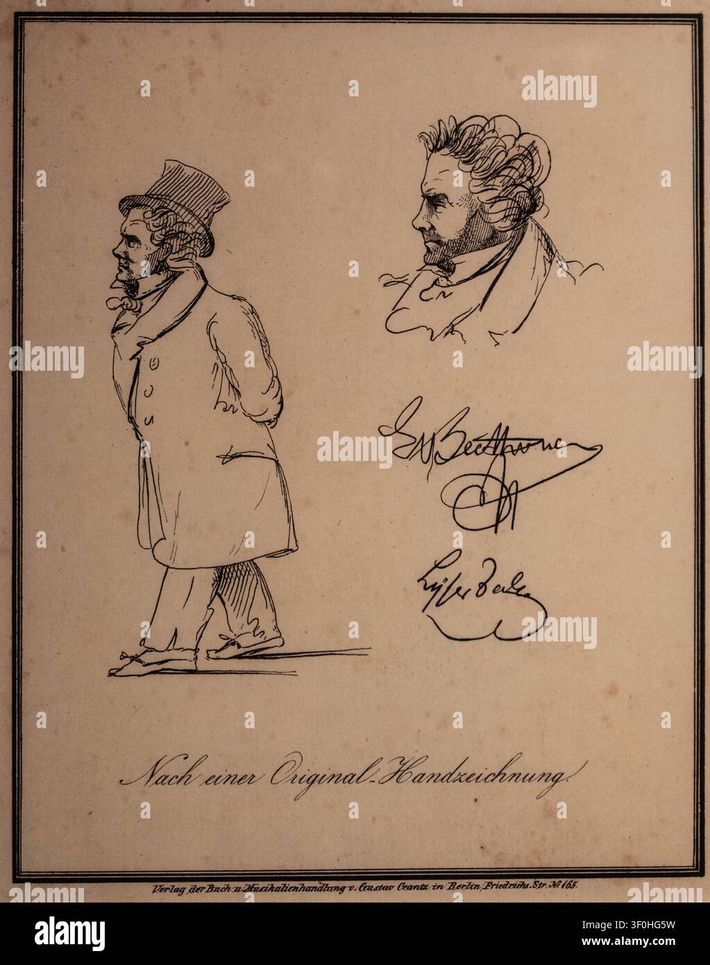 Portrait de Ludwig van Beethoven de profil Banque D'Images