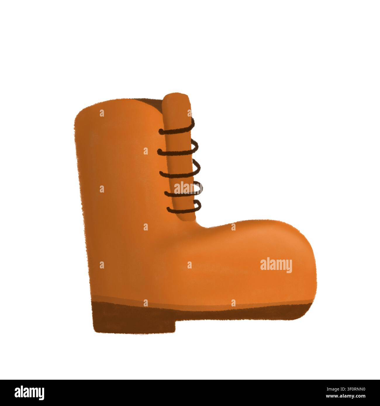 Botte d'hiver marron avec lacets isolée sur fond blanc Banque D'Images
