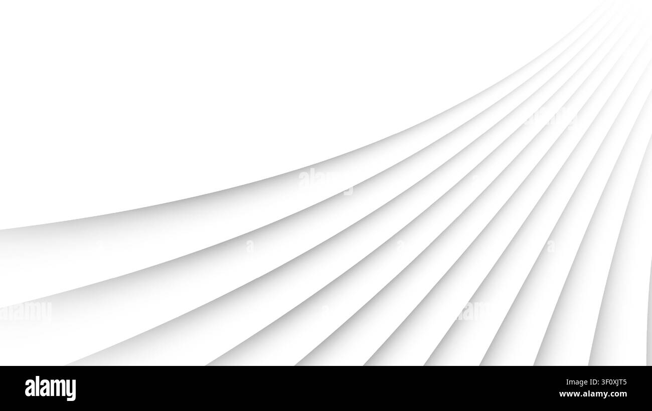 Arrière-plan 3D abstrait blanc minimaliste avec des couches incurvées qui se chevauchent et des ombres douces pour un design moderne de découpage de papier, motif ondulé architectural, corpora Illustration de Vecteur