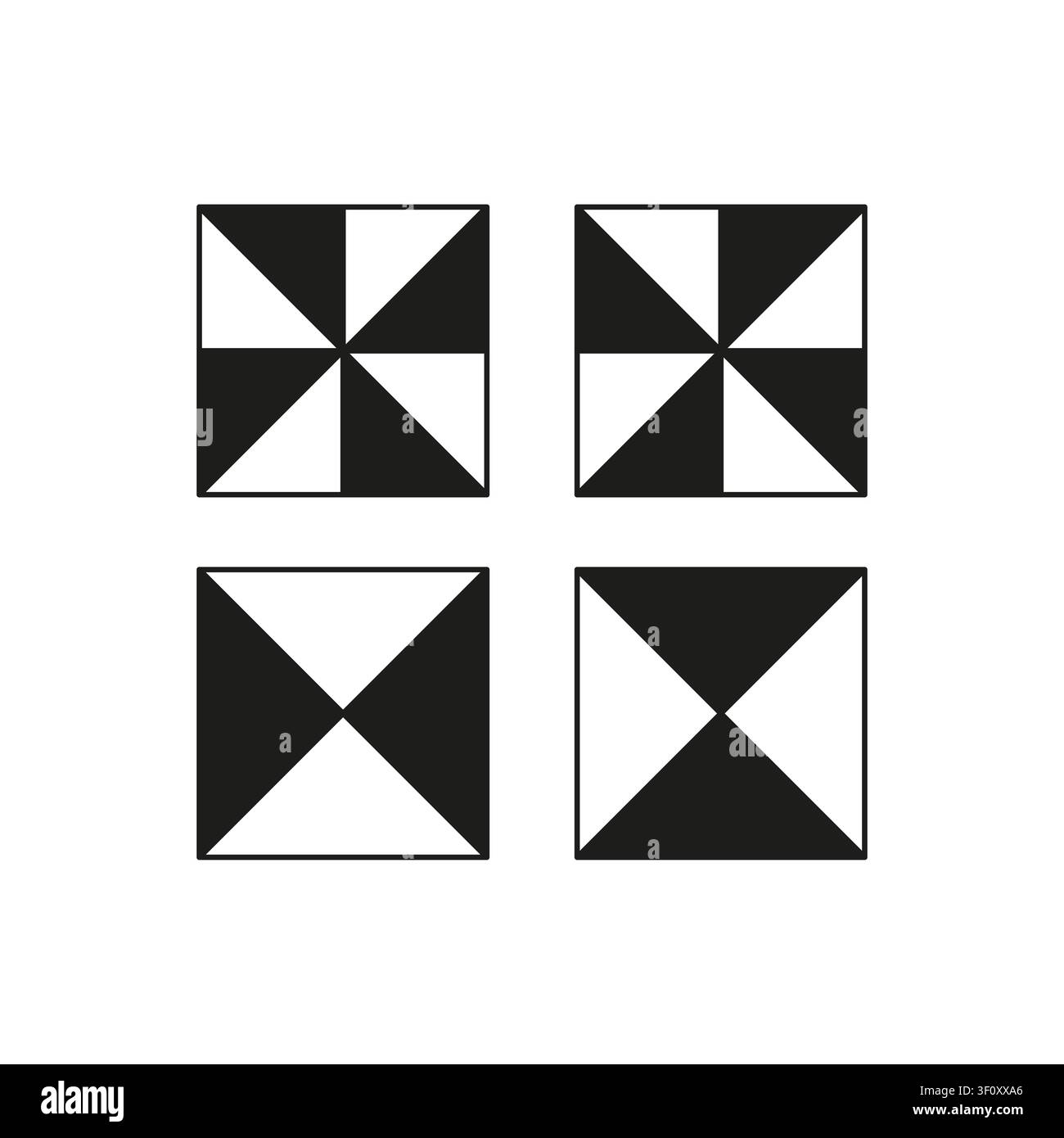 Ensemble de vecteurs noir en carreaux carrés géométriques. Cette épinglette triangulaire abstraite complète les mises en page d'art moderne simples. eps 10 Illustration de Vecteur