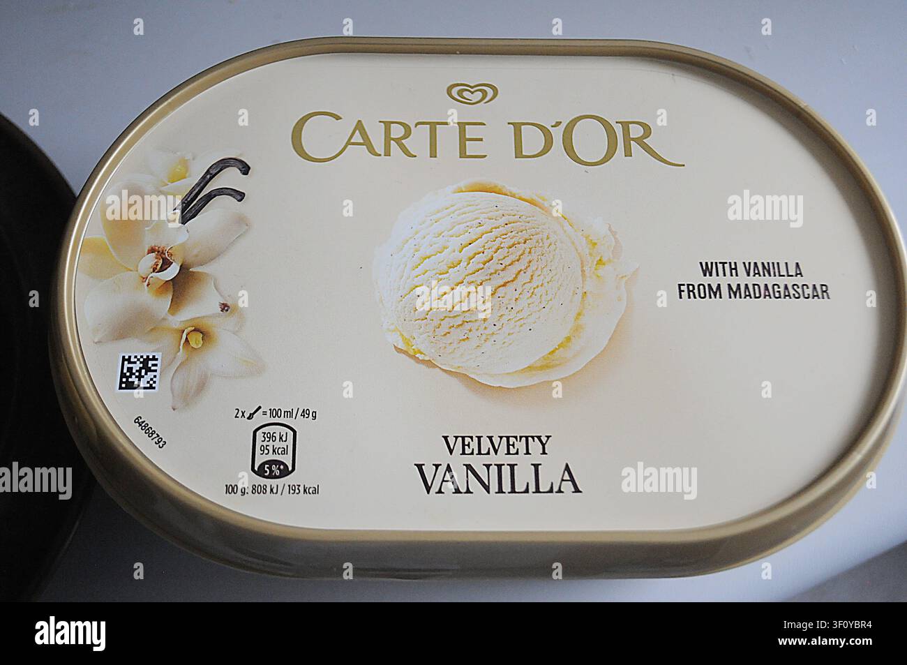Copenhague/Danemark /10 juillet 2026/ carte dor velouté de glace à la vanille avec vanille de Madagascar.      (Photo : Francis Joseph Dean/Dean Pictures) Banque D'Images