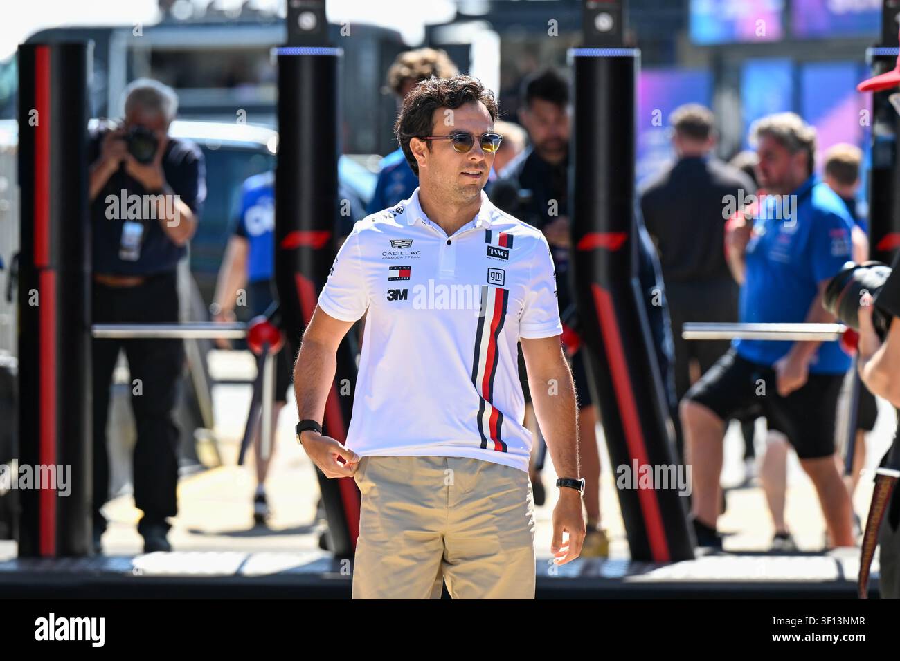 Royaume-Uni, Silverstone, 2 juillet 2026, Sergio Perez, Cadillac, Tommy Hilfiger, lors de la Journée médias de F1, Copyright Marco Talluto Banque D'Images