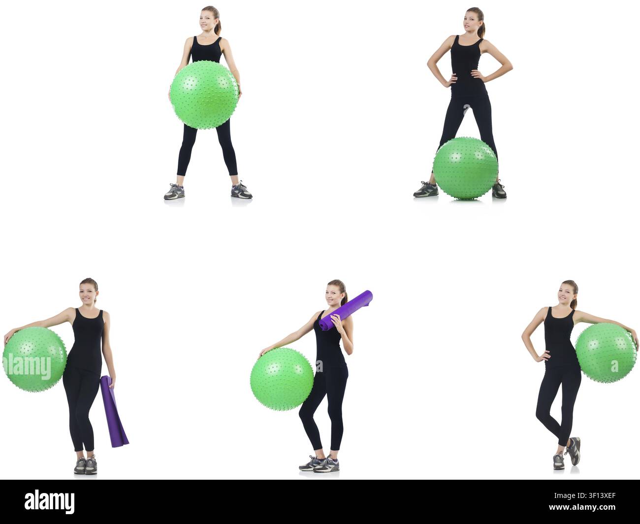 Jeune femme faisant des exercices avec fitball Banque D'Images