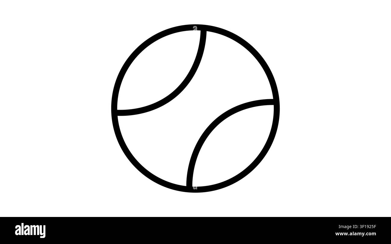 Icône vectorielle minimaliste de balle de tennis : symbole classique du sport tennis, illustration en art linéaire noir pour application sportive, tournoi et interface utilisateur/expérience utilisateur de paris. Illustration de Vecteur