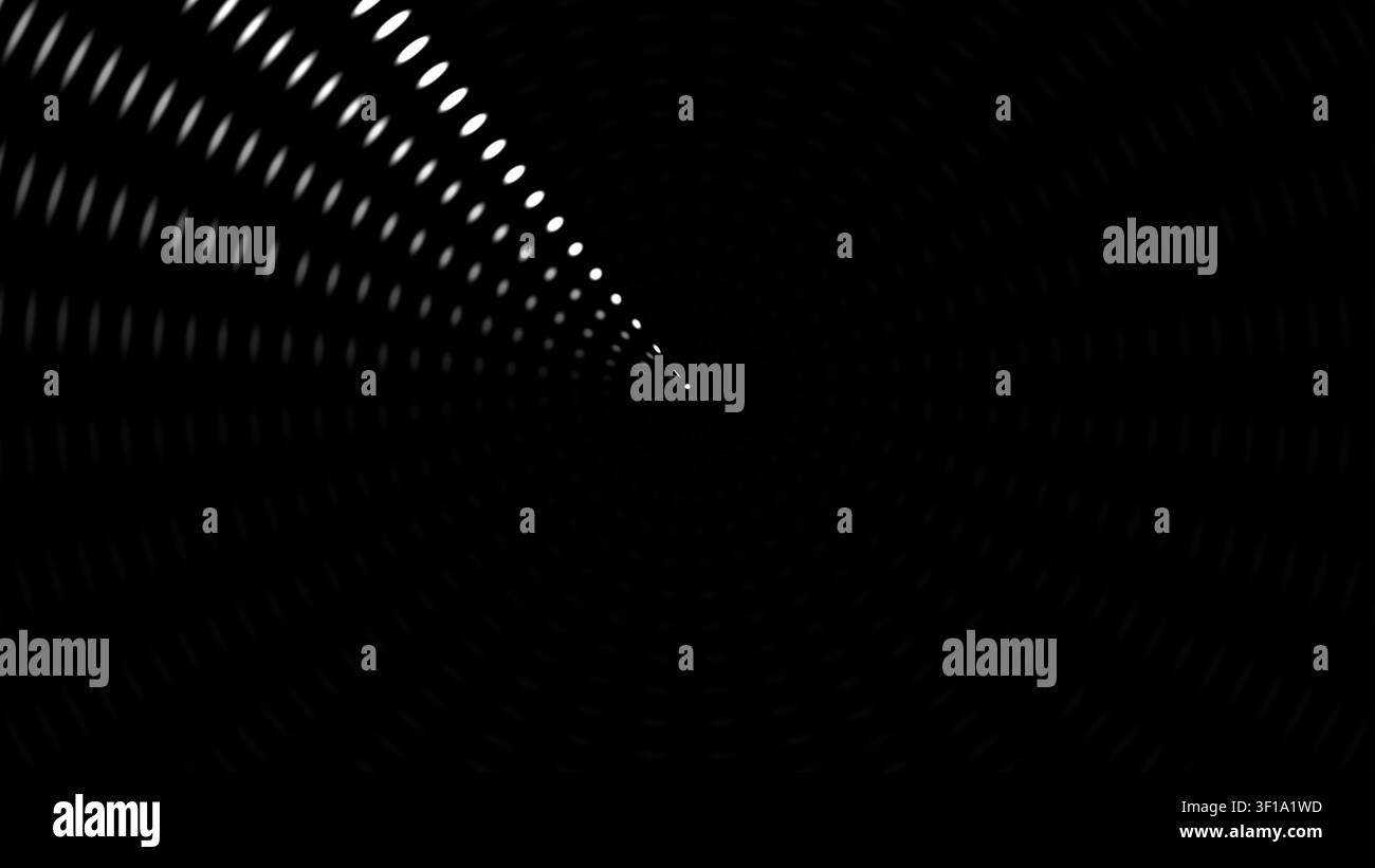 La scène représente un tunnel sombre avec une série d'ouvertures circulaires créant un motif le long du chemin. La lumière brille à travers les trous, menant à un ce Banque D'Images