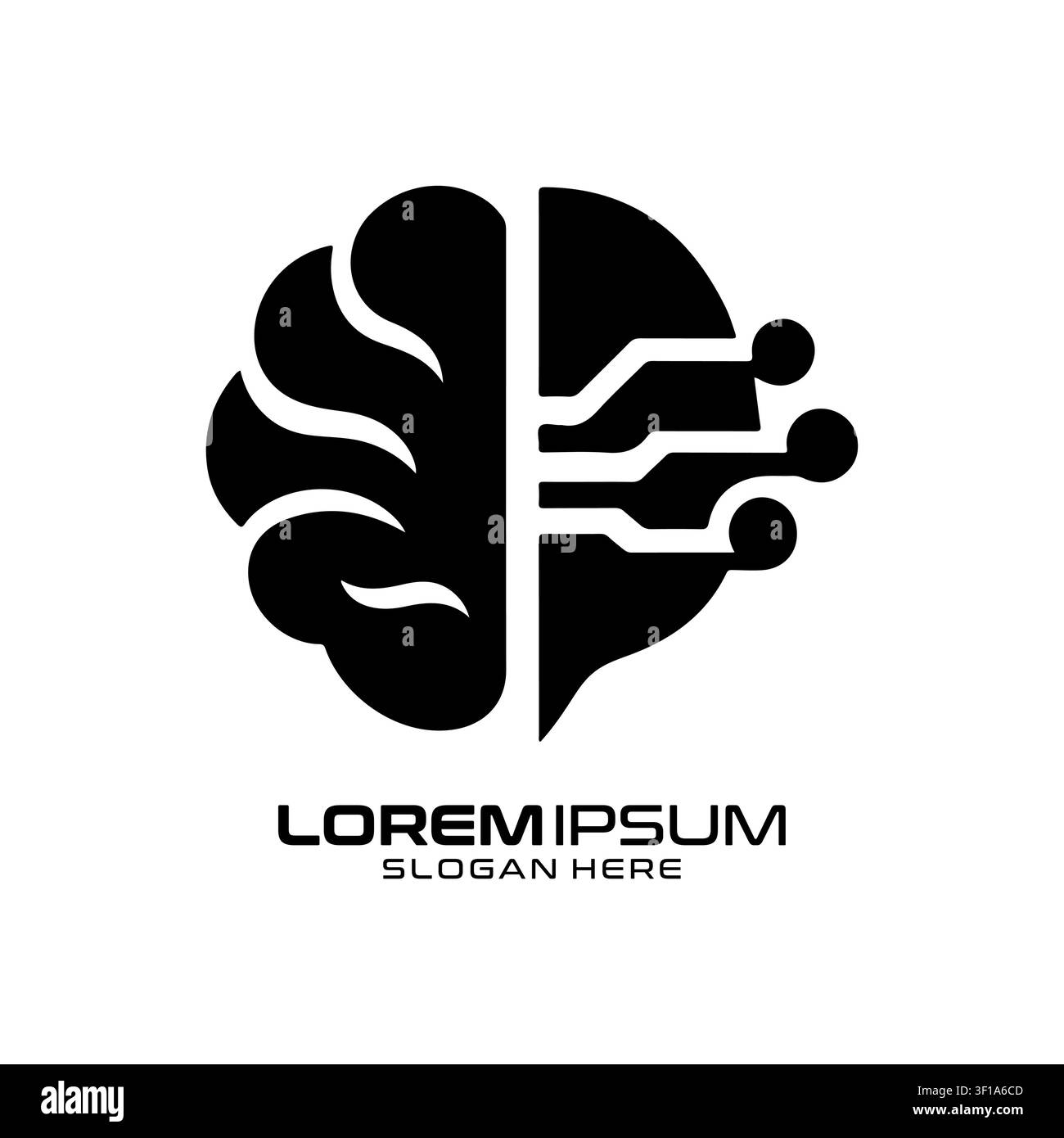 Logo de Brain Neurology Tech mettant en avant un concept créatif de l'esprit humain avec des lignes de circuit numérique pour une identité d'entreprise technologique moderne. Illustration de Vecteur