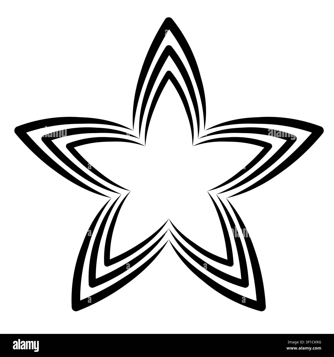 Motif stylisé de fleur en forme d'étoile montrant une symétrie géométrique concentrique en couches Illustration de Vecteur