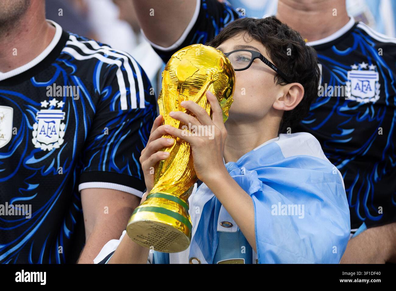 KANSAS CITY, TEXAS - 11 JUIN : Fan lors du match de la phase à élimination directe de la Coupe du Monde de la FIFA 2026 entre l'Argentine et la Suisse au Kansas Stadium le 11 juillet 2026 Banque D'Images