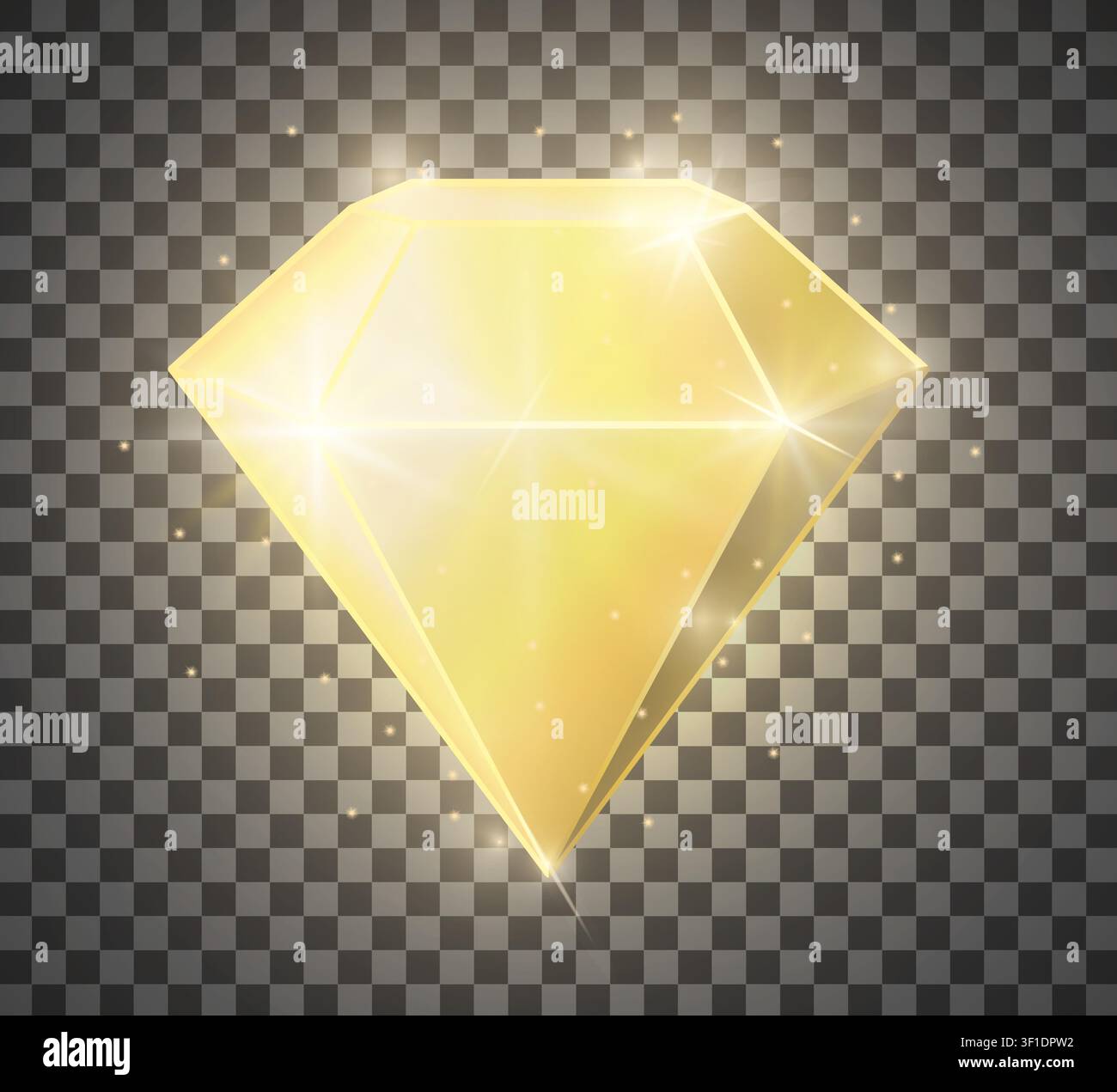 Diamant doré brillant réaliste isolé sur fond transparent. Symbole de bijouterie. Pierre précieuse. Icône de diamant 3D. Illustration vectorielle Illustration de Vecteur
