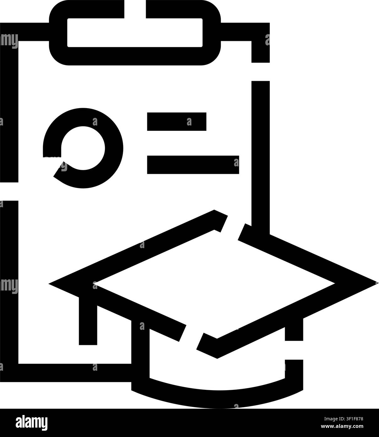 Coiffe de diplôme et tableau avec document formant une icône, représentant le succès académique, les résultats d'apprentissage et les réalisations éducatives Illustration de Vecteur