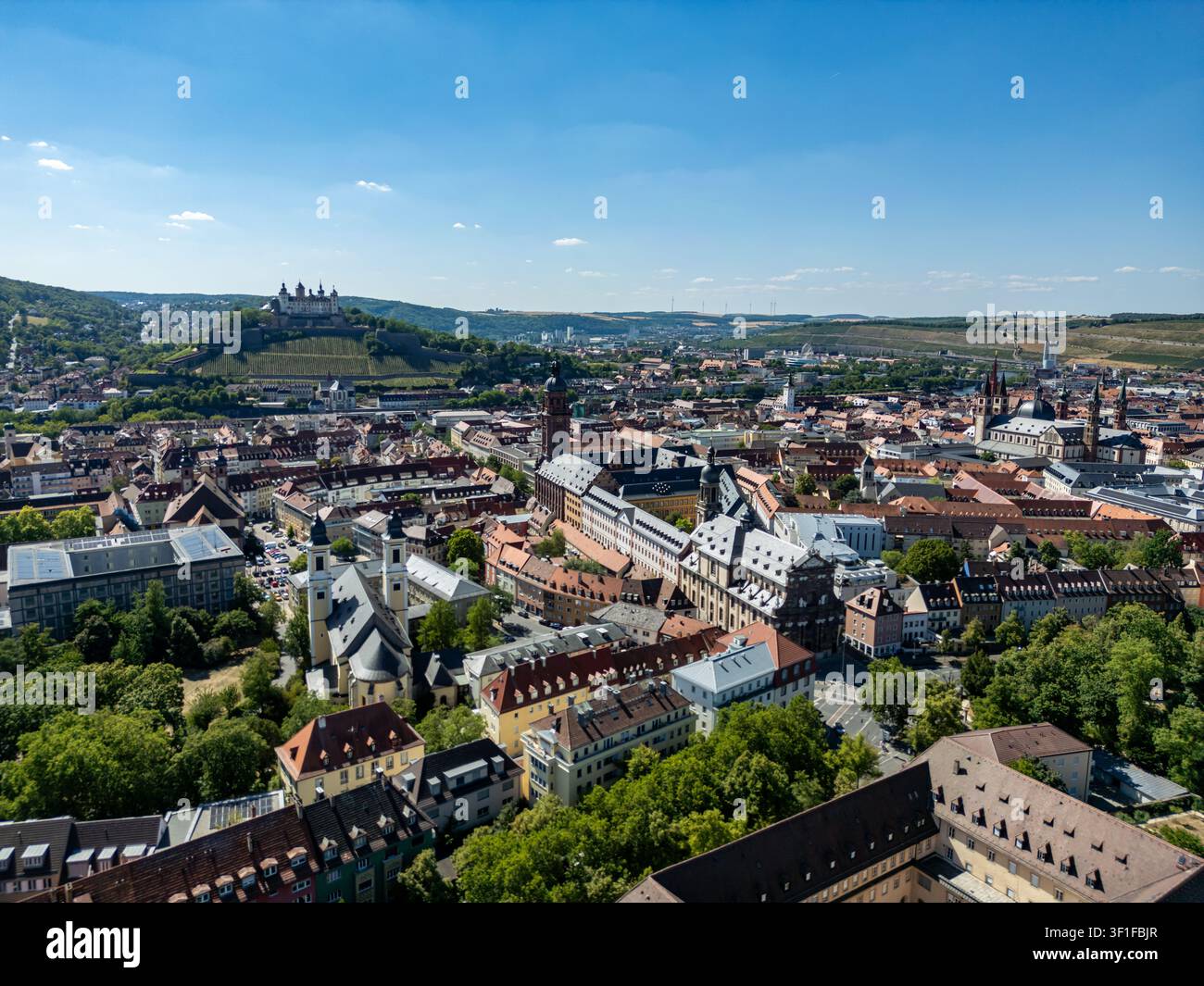 Vue aérienne de Wurtzbourg en Basse-Franconie, Bavière, Allemagne Banque D'Images